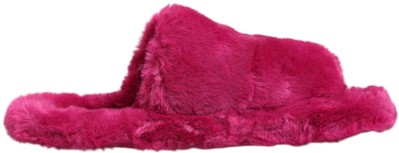 Dolce & Gabbana Pink Acrylic Faux Fur Mens Flats Sandals Shoes