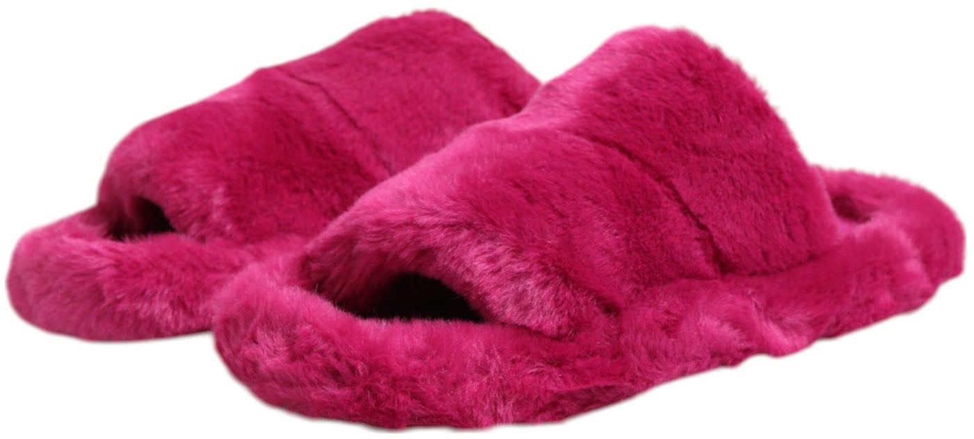 Dolce & Gabbana Pink Acrylic Faux Fur Mens Flats Sandals Shoes