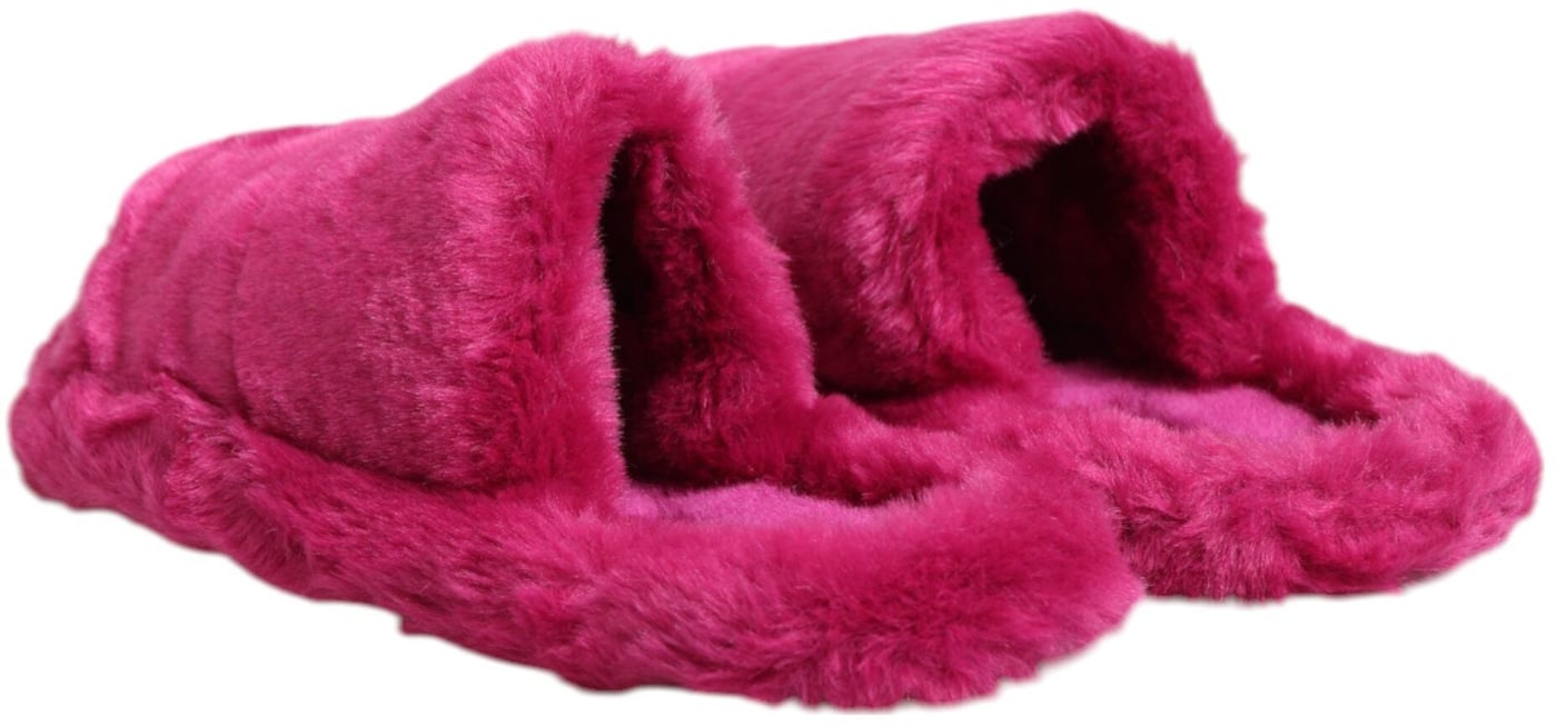Dolce & Gabbana Pink Acrylic Faux Fur Mens Flats Sandals Shoes