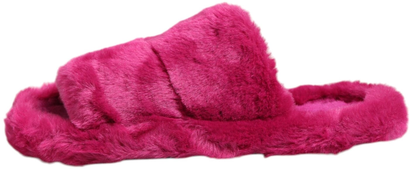 Dolce & Gabbana Pink Acrylic Faux Fur Mens Flats Sandals Shoes
