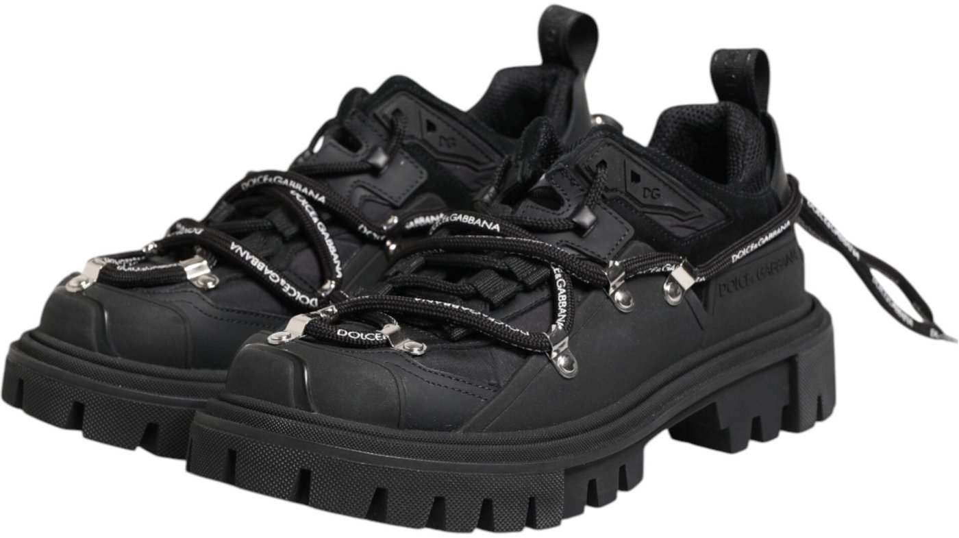 Dolce & Gabbana Black Low Top Lace Up Trekking Sneakers Shoes