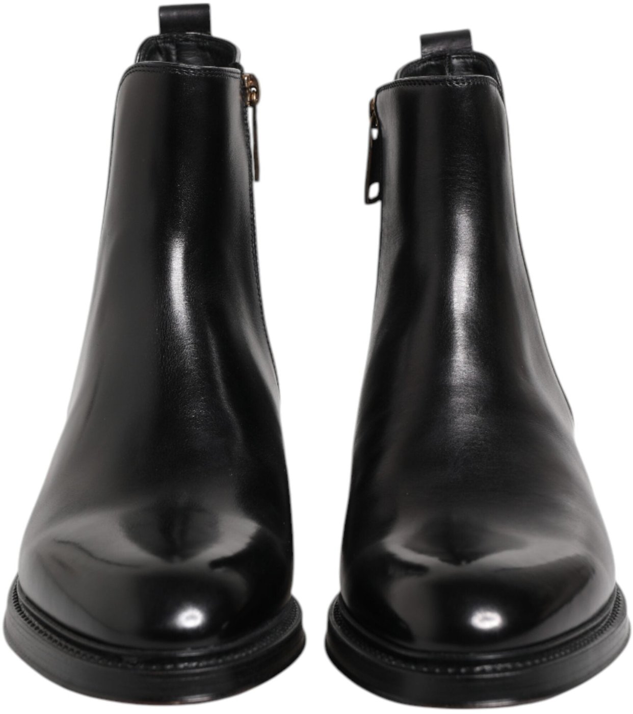 Dolce & Gabbana Black Chelsea Leather Mid Calf Boots Shoes