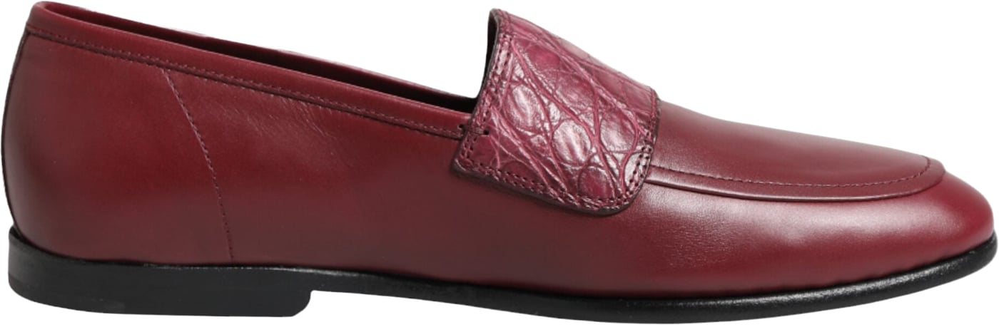 Dolce & Gabbana Burgundy Leather Formal Slip On Shoes