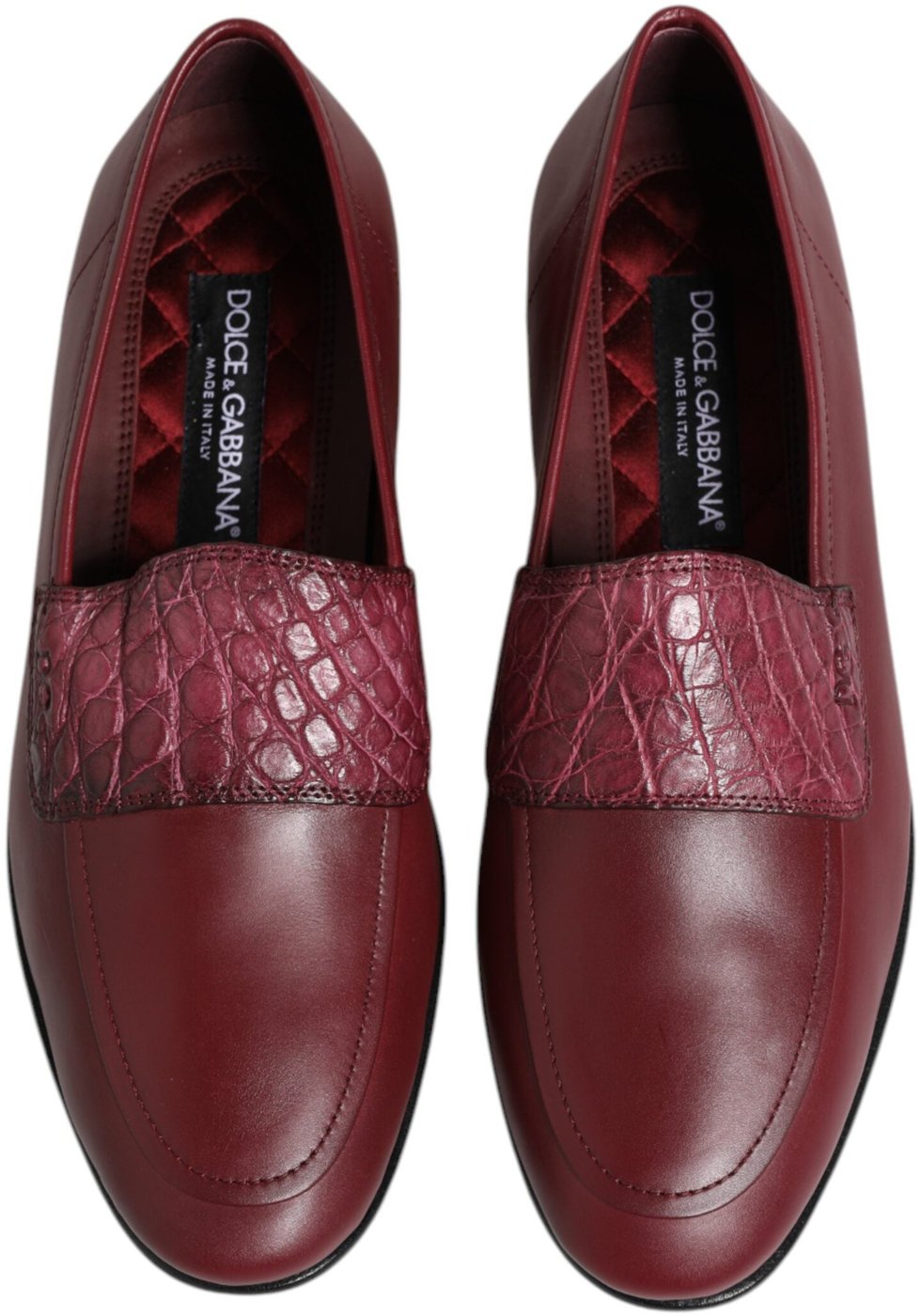 Dolce & Gabbana Burgundy Leather Formal Slip On Shoes