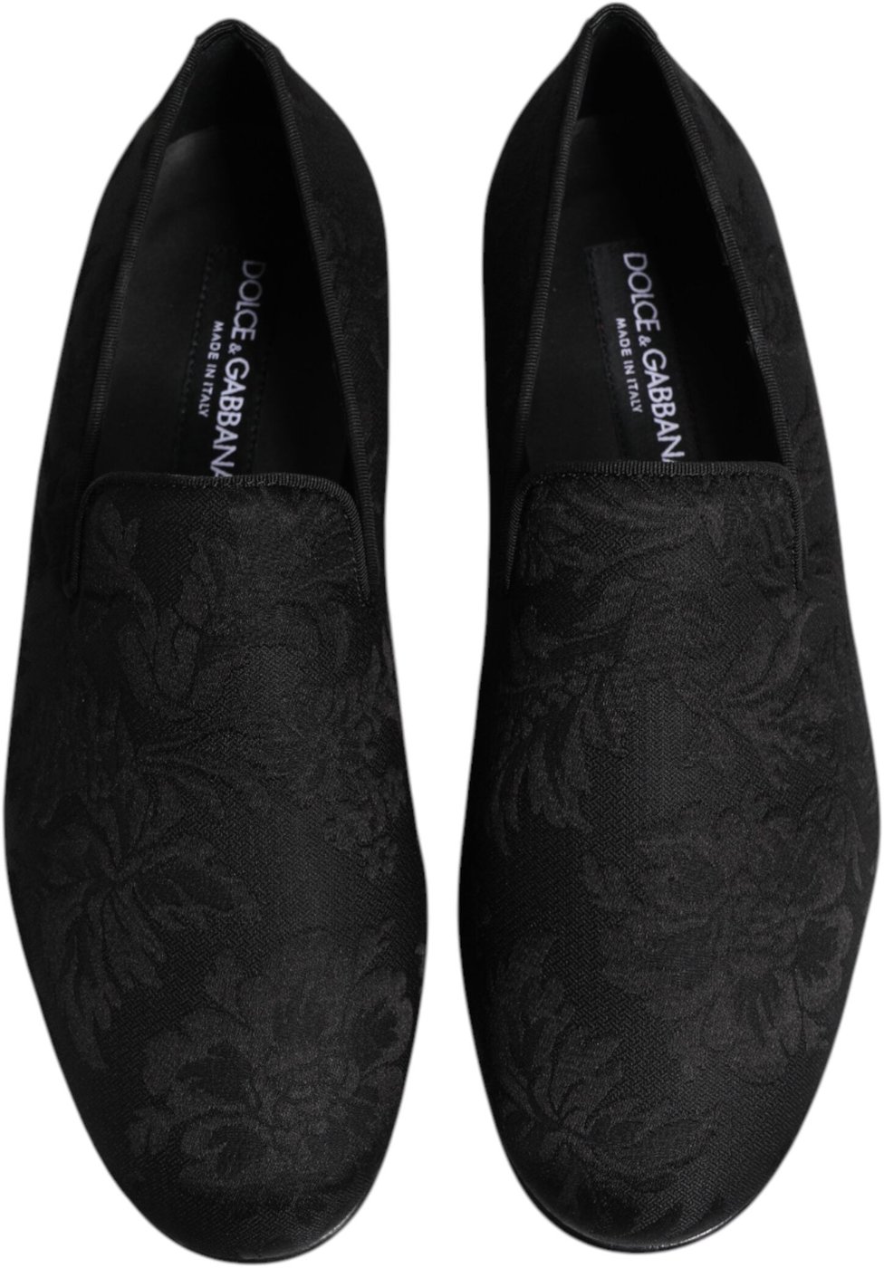 Dolce & Gabbana Black Floral Brocade Loafers Men Dress Shoes
