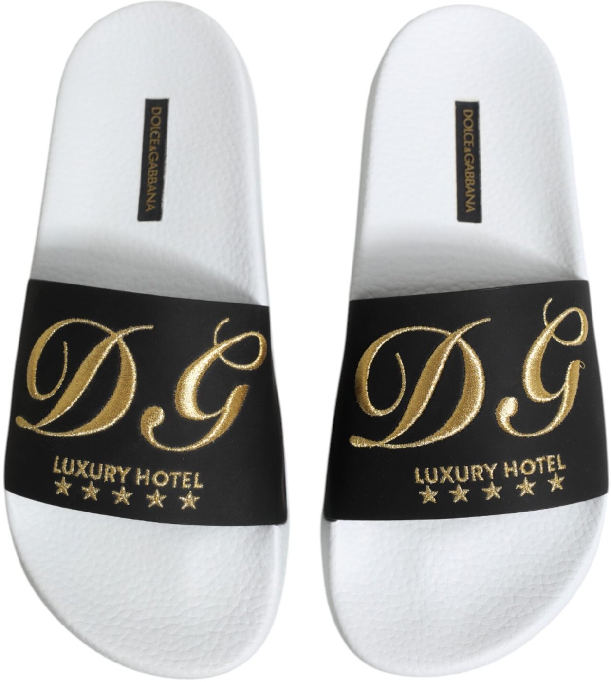 Dolce & Gabbana White Black Leather Sandals Beachwear Shoes