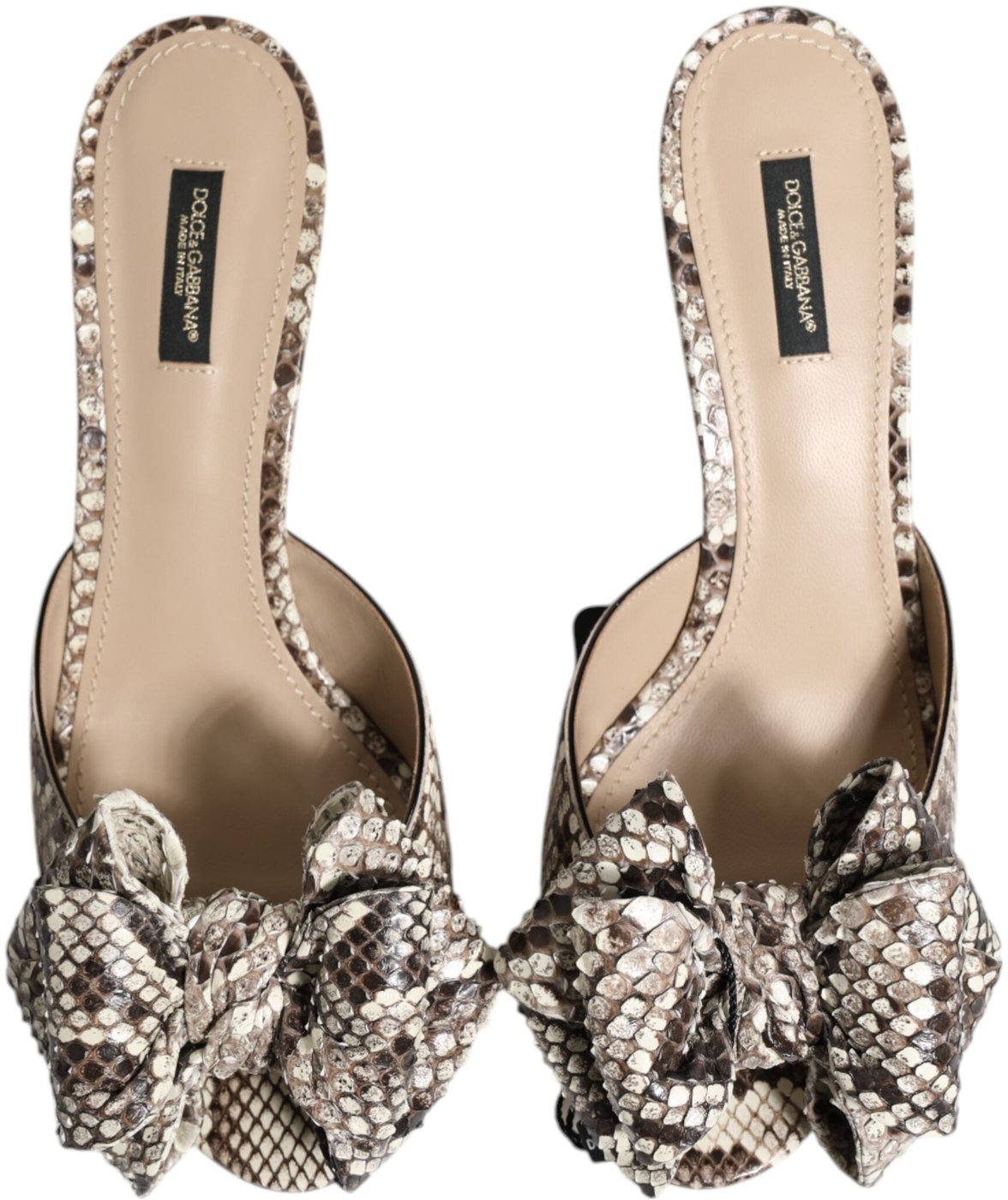Dolce & Gabbana Multicolor Keira Bow Leather Peep Toe Mules Shoes