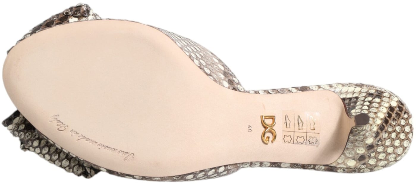 Dolce & Gabbana Multicolor Keira Bow Leather Peep Toe Mules Shoes