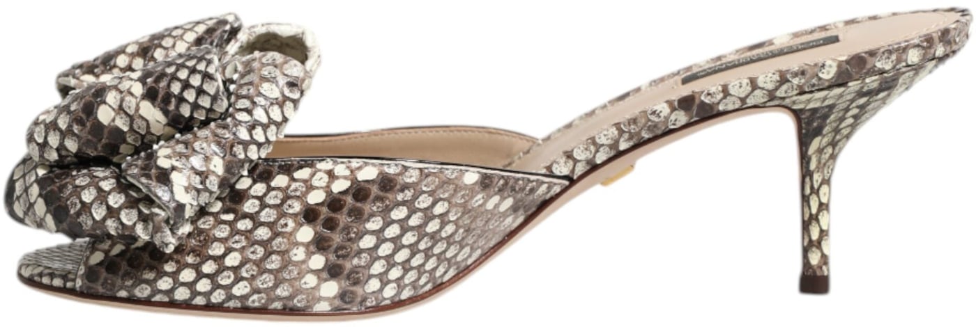 Dolce & Gabbana Multicolor Keira Bow Leather Peep Toe Mules Shoes