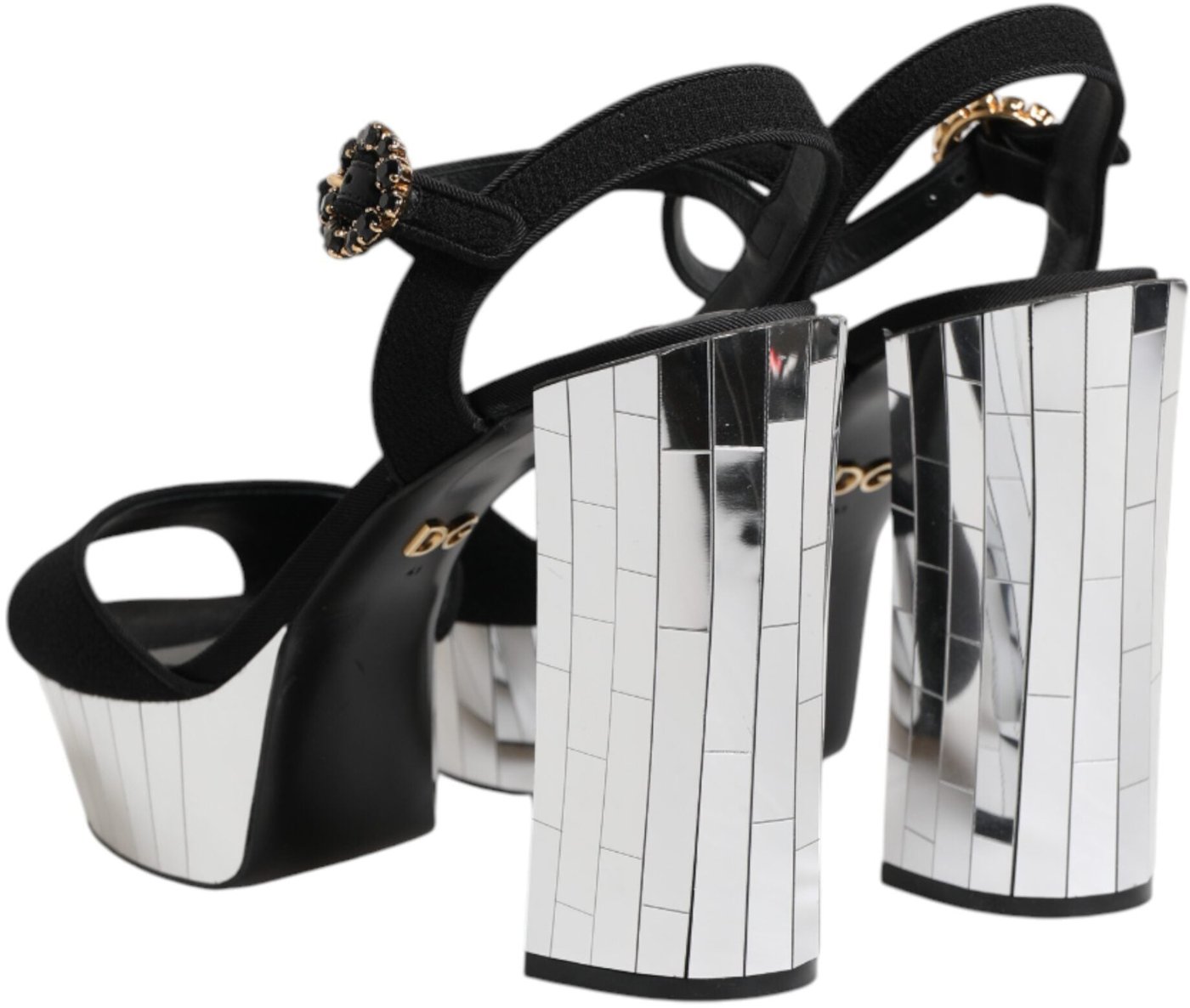 Dolce & Gabbana Black Crystal Ankle Strap Keira Sandal Shoes