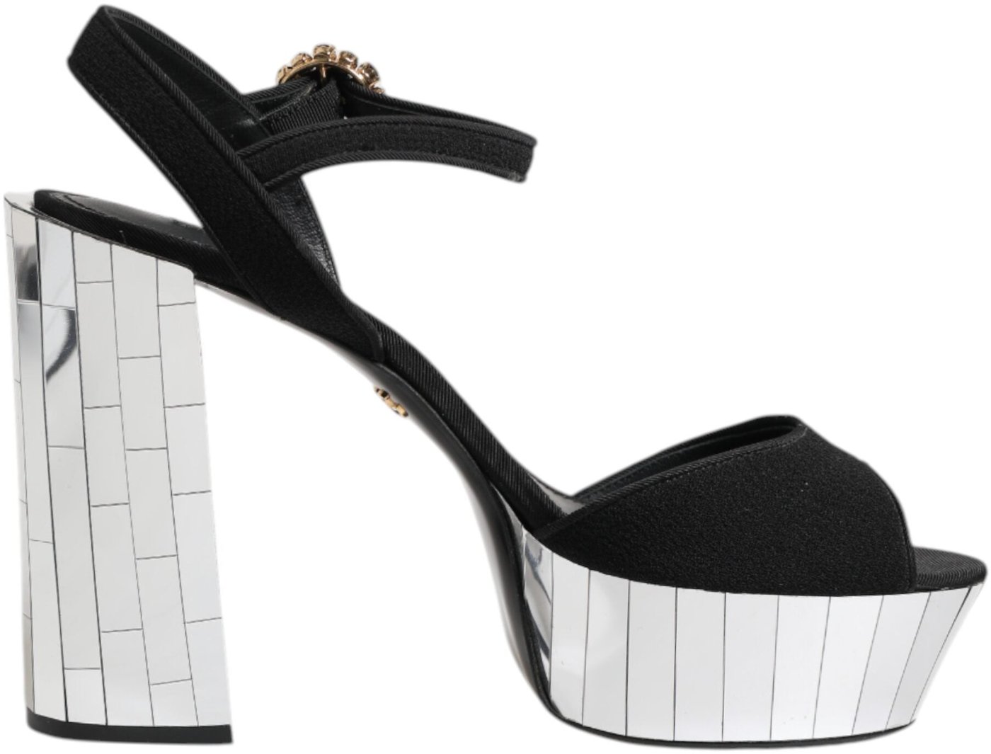 Dolce & Gabbana Black Crystal Ankle Strap Keira Sandal Shoes