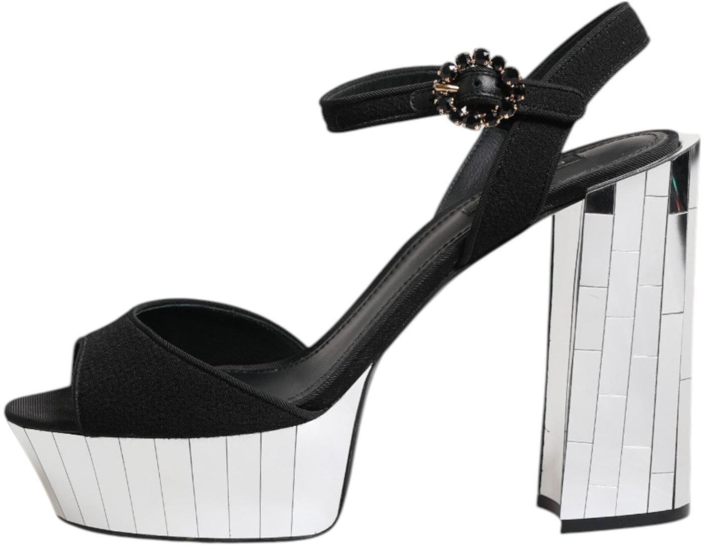 Dolce & Gabbana Black Crystal Ankle Strap Keira Sandal Shoes