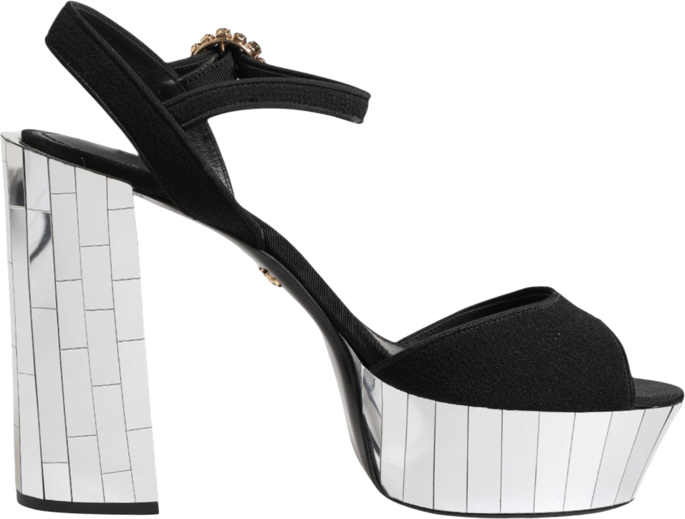 Dolce & Gabbana Black Crystal Ankle Strap Keira Sandal Shoes