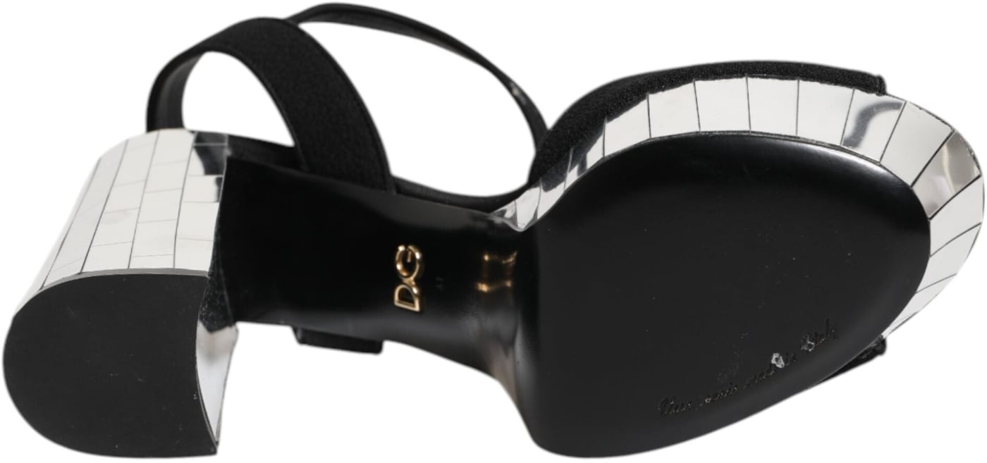 Dolce & Gabbana Black Crystal Ankle Strap Keira Sandal Shoes