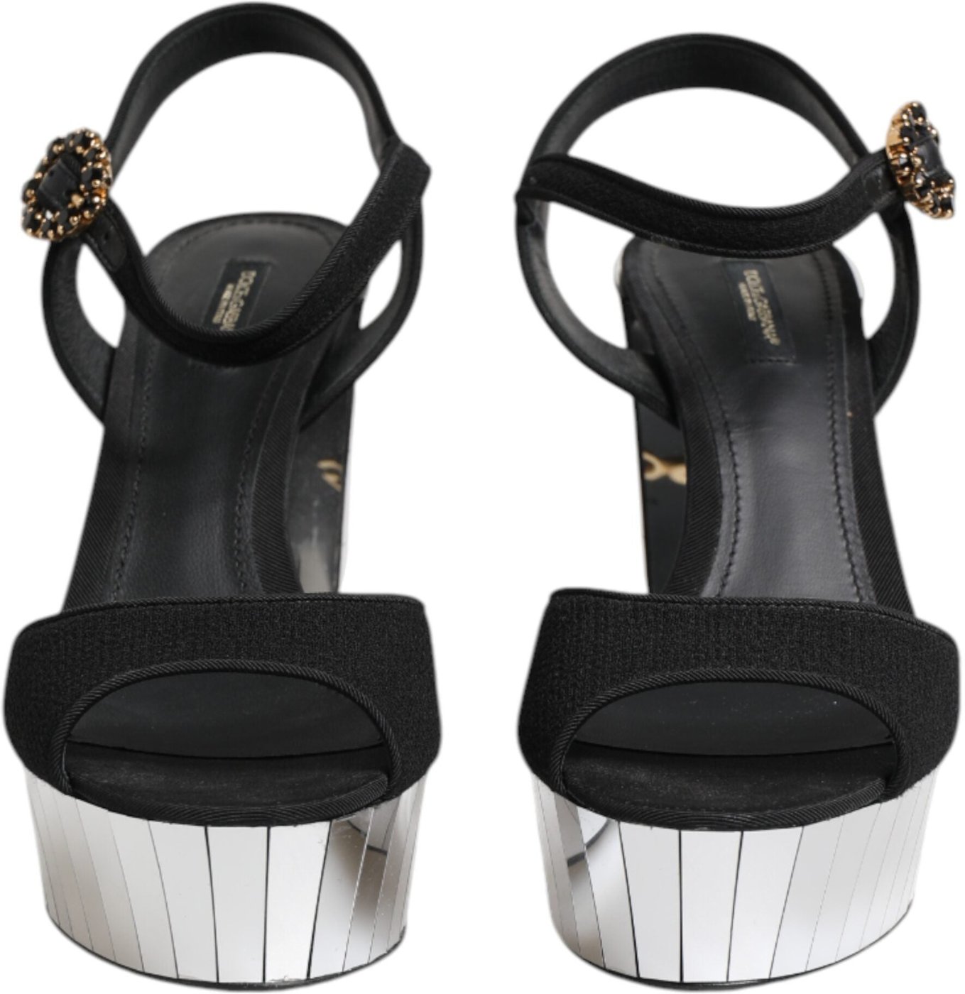 Dolce & Gabbana Black Crystal Ankle Strap Keira Sandal Shoes