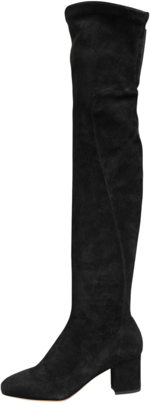 Dolce & Gabbana Black Suede Leather Knee High Boots Shoes