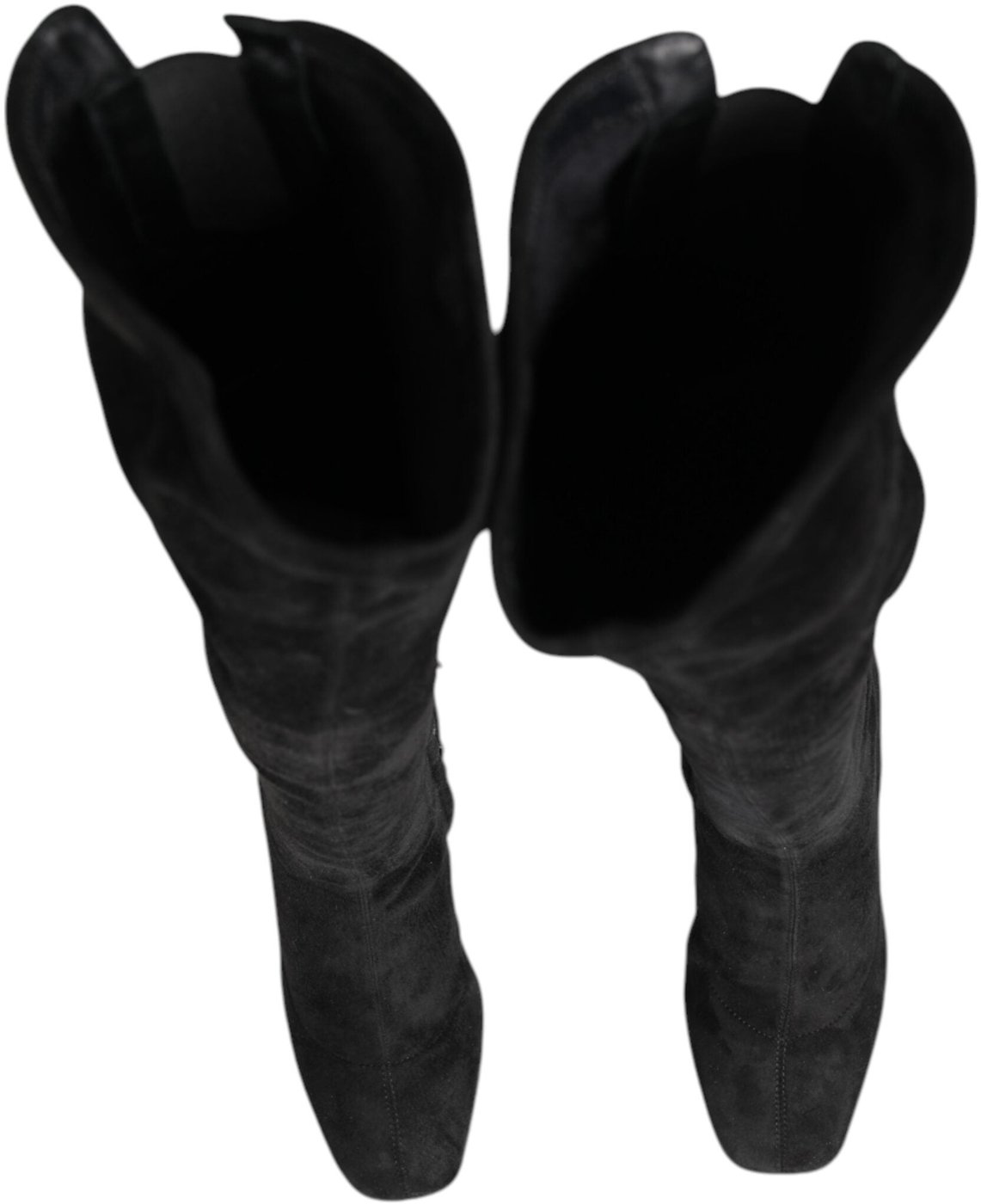 Dolce & Gabbana Black Suede Leather Knee High Boots Shoes