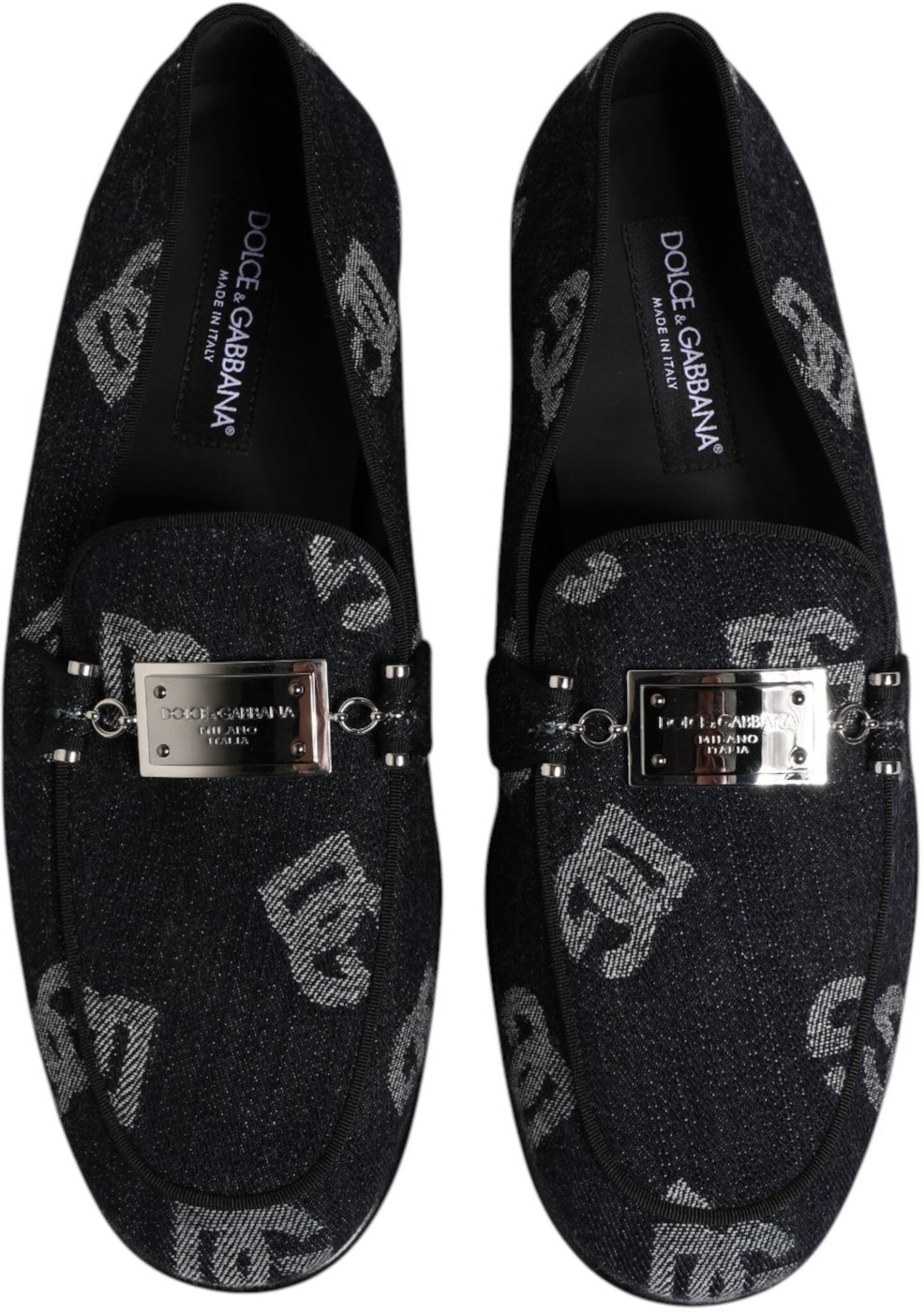Dolce & Gabbana Blue Logo Cotton Loafers Formal Dress Shoes