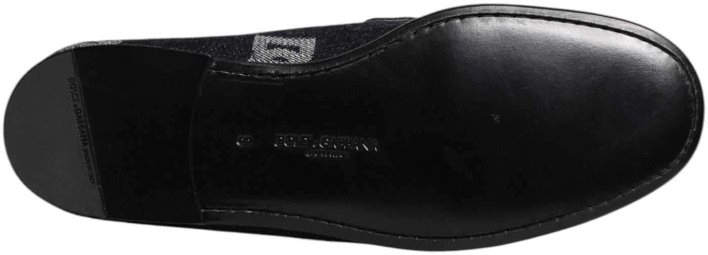 Dolce & Gabbana Blue Logo Cotton Loafers Formal Dress Shoes