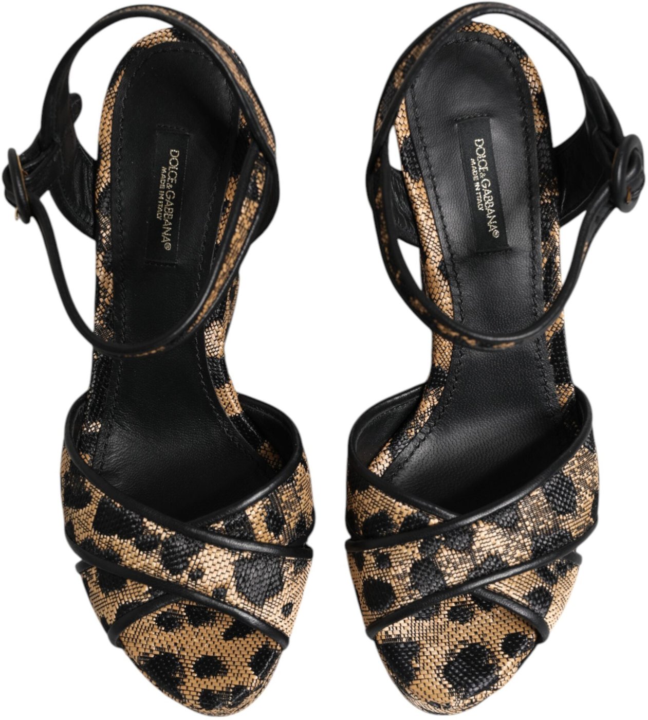 Dolce & Gabbana Brown Leopard Wedges Ankle Strap Sandals Shoes
