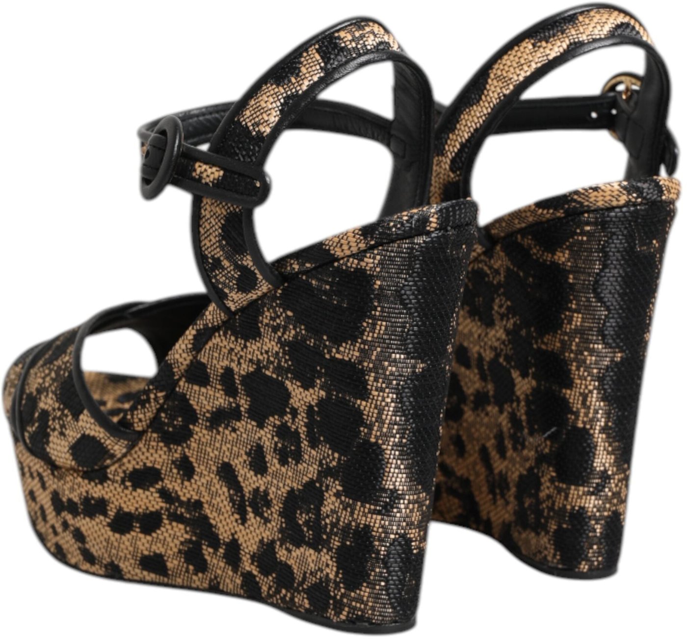 Dolce & Gabbana Brown Leopard Wedges Ankle Strap Sandals Shoes