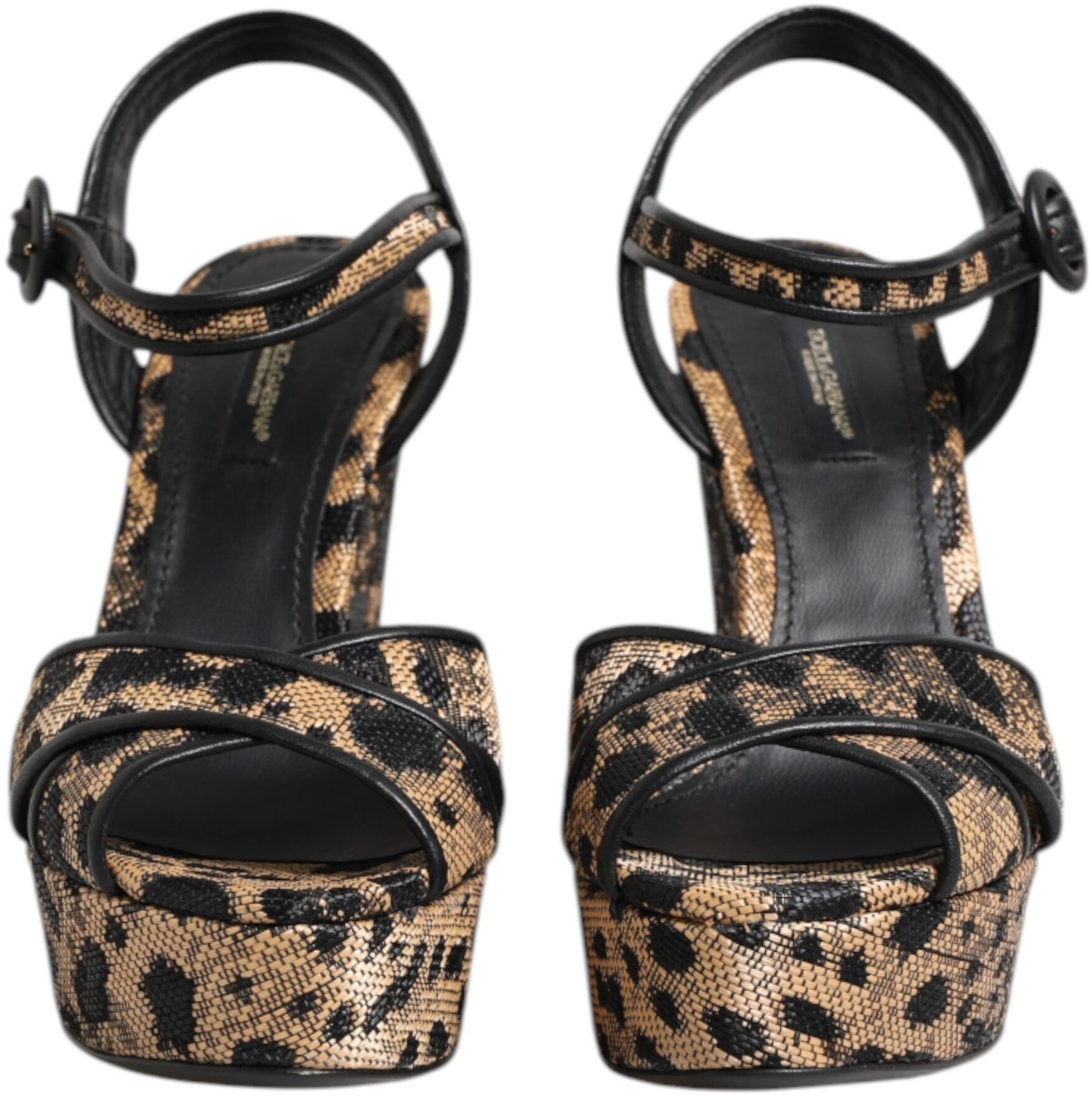 Dolce & Gabbana Brown Leopard Wedges Ankle Strap Sandals Shoes
