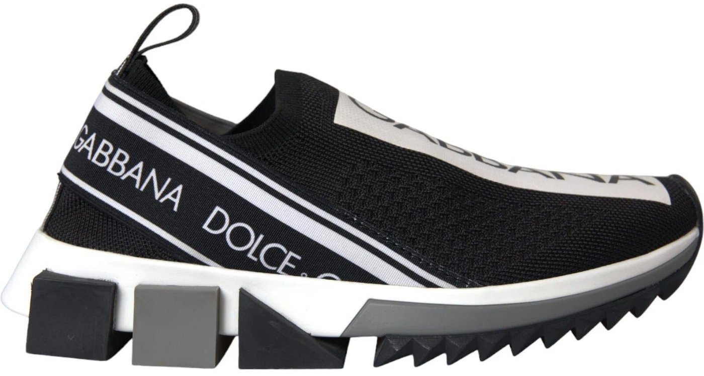 Dolce & Gabbana Black White Slip On Sorrento Sneakers Shoes
