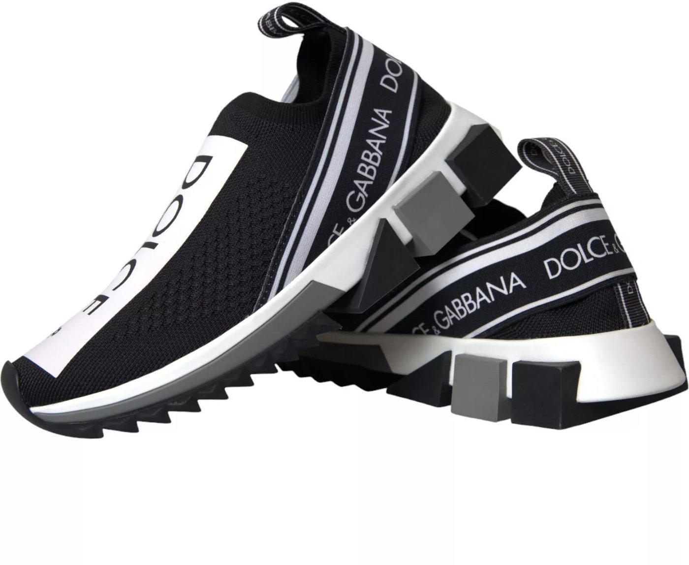 Dolce & Gabbana Black White Slip On Sorrento Sneakers Shoes