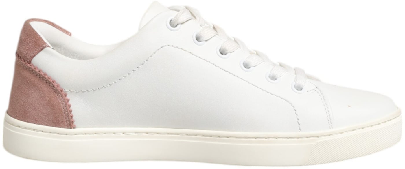 Dolce & Gabbana White Pink Leather Low Top Sneakers Shoes