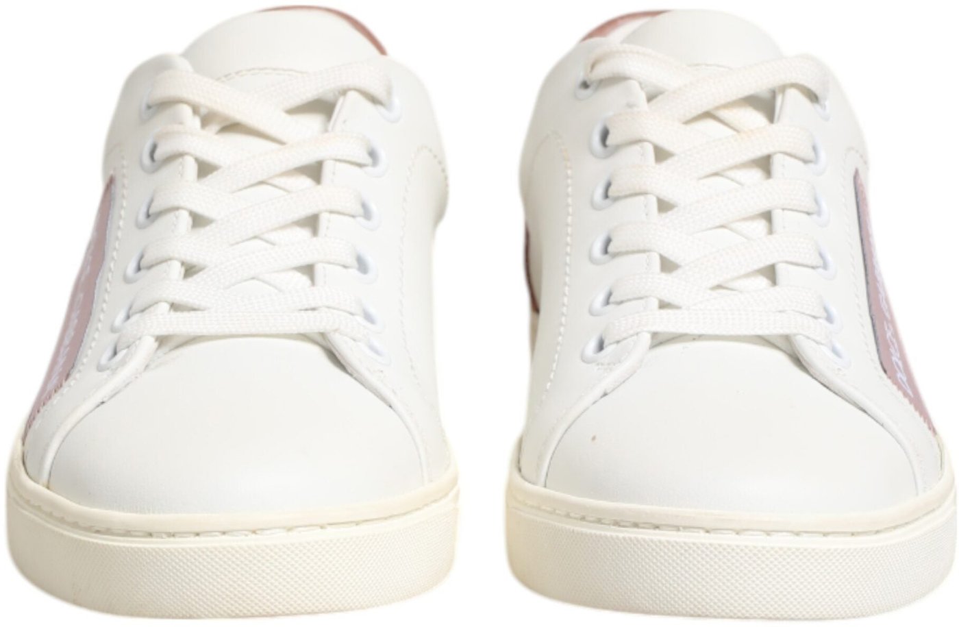 Dolce & Gabbana White Pink Leather Low Top Sneakers Shoes