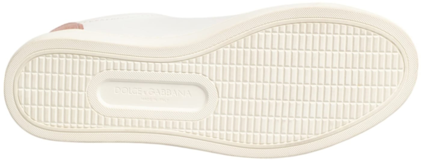 Dolce & Gabbana White Pink Leather Low Top Sneakers Shoes