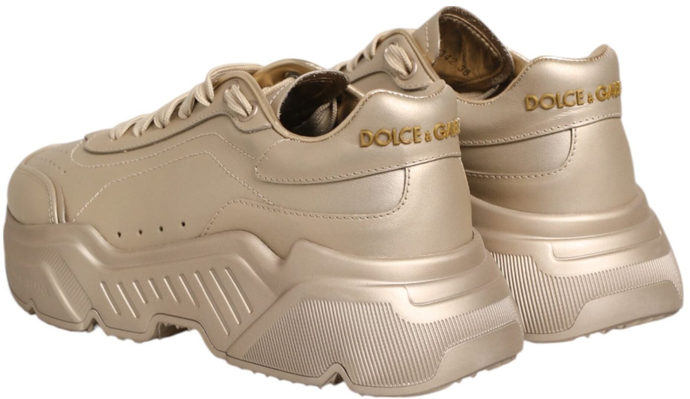 Dolce & Gabbana Gold Leather Daymaster Women Sneaker Shoes