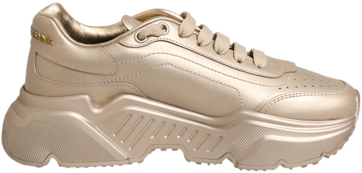 Dolce & Gabbana Gold Leather Daymaster Women Sneaker Shoes