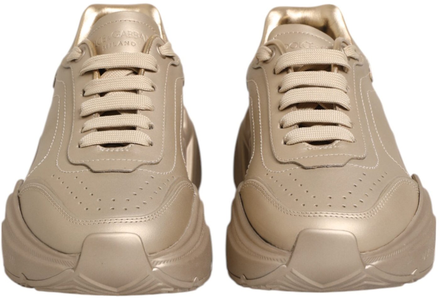 Dolce & Gabbana Gold Leather Daymaster Women Sneaker Shoes