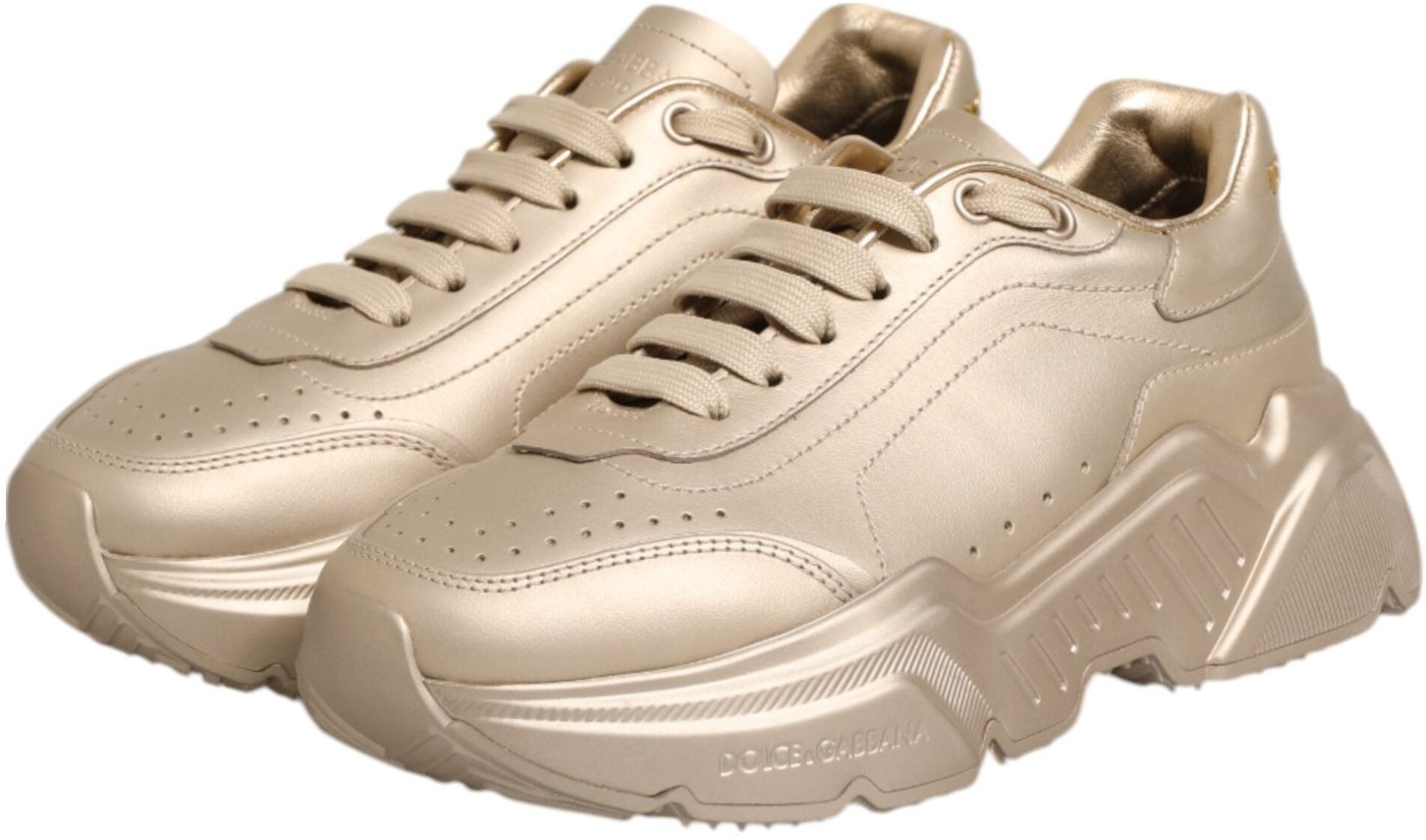 Dolce & Gabbana Gold Leather Daymaster Women Sneaker Shoes