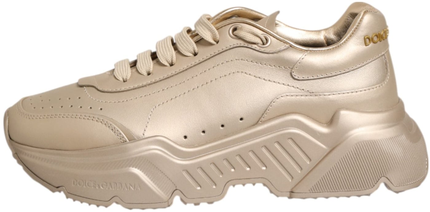 Dolce & Gabbana Gold Leather Daymaster Women Sneaker Shoes