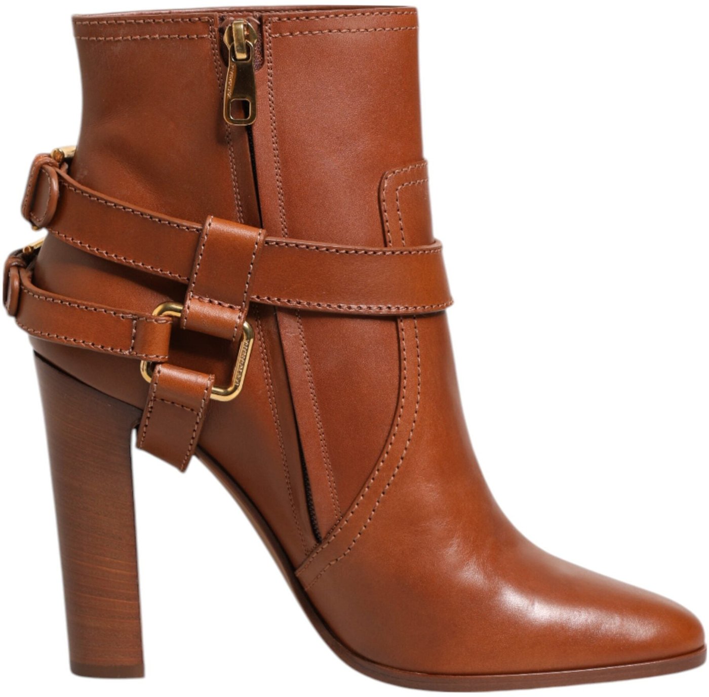 Dolce & Gabbana Brown Leather DG Logo Buckle Ankle Boots Shoes