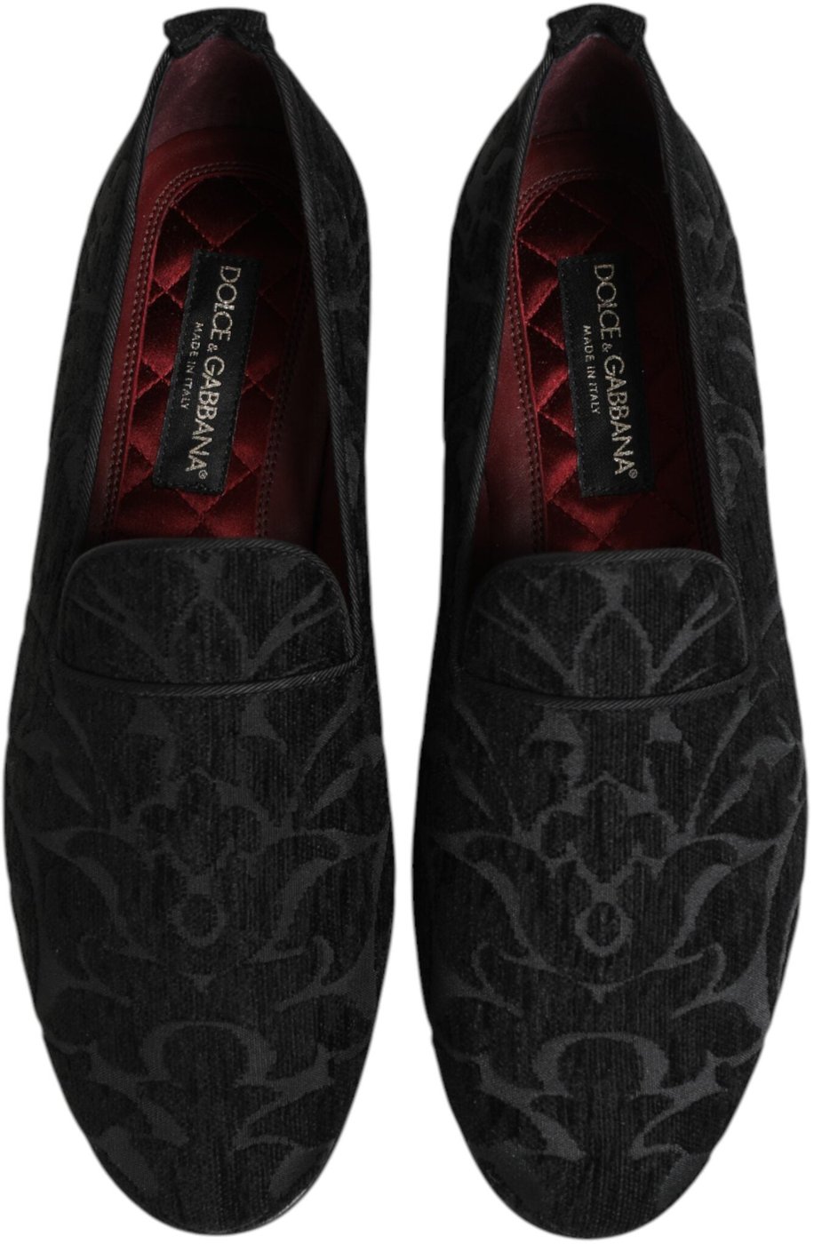 Dolce & Gabbana Black Brocade Loafers Slip On Men Dress Shoes