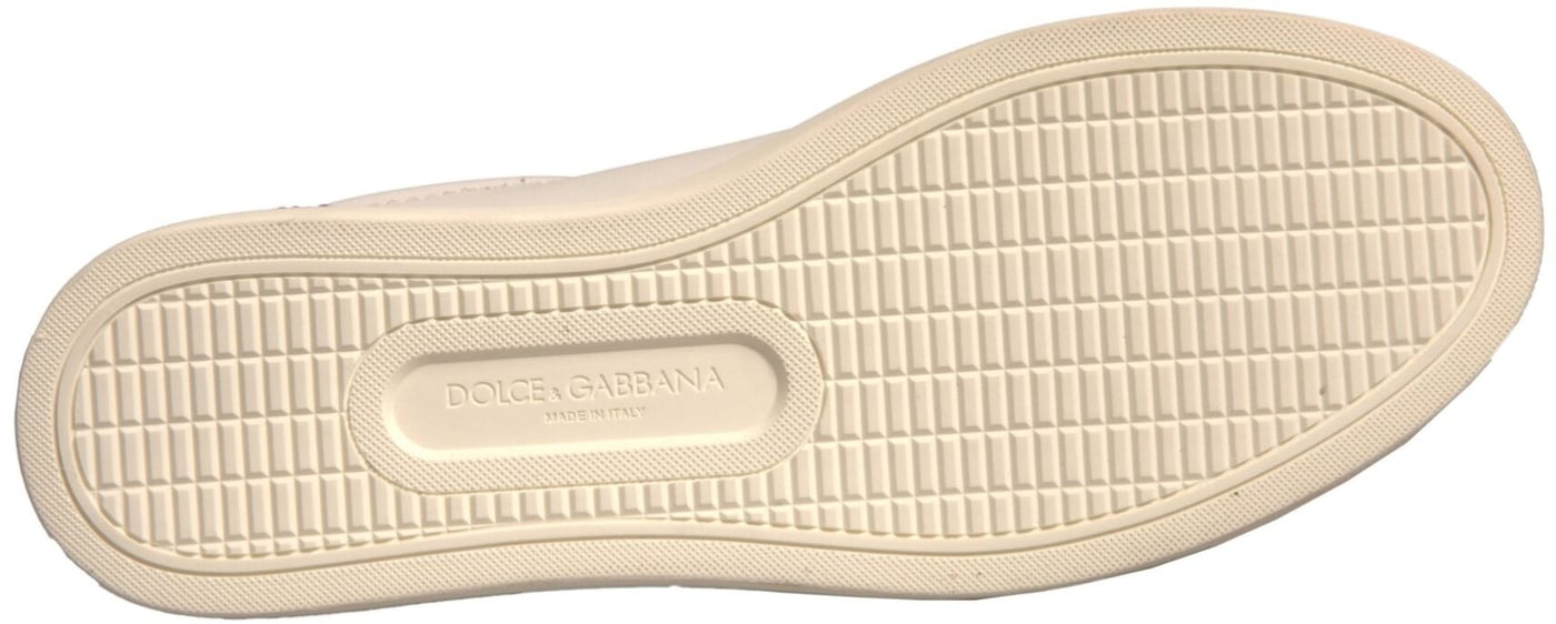 Dolce & Gabbana White Suede Leather Low Top Sneakers Shoes
