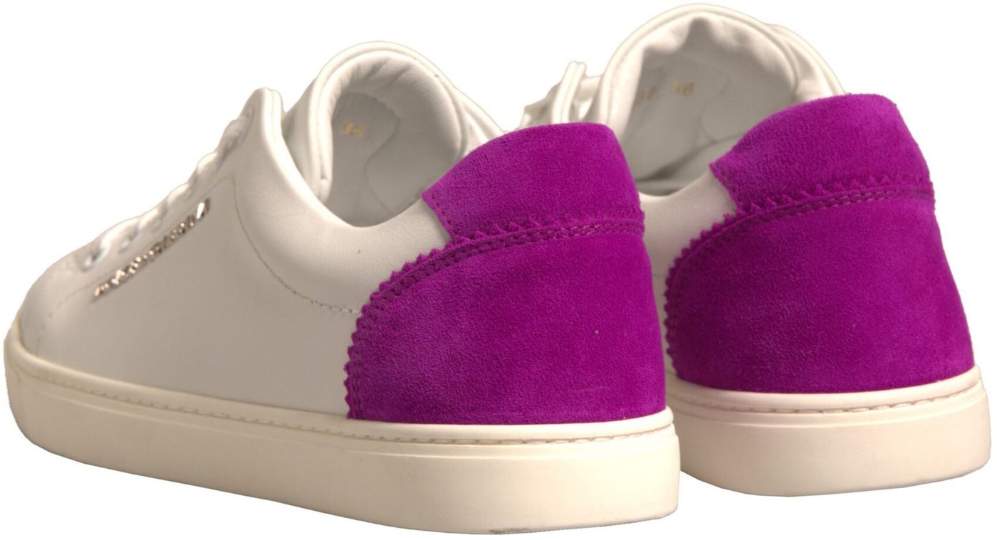 Dolce & Gabbana White Suede Leather Low Top Sneakers Shoes