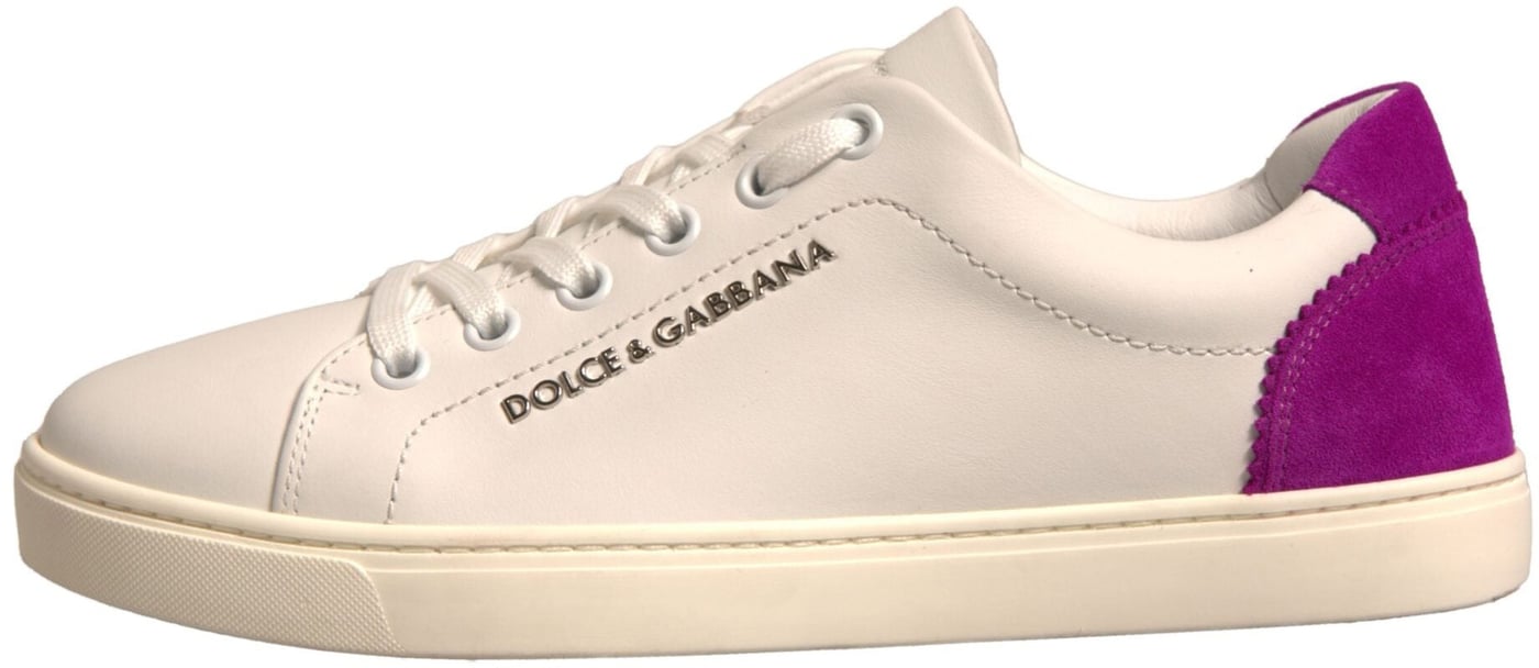 Dolce & Gabbana White Suede Leather Low Top Sneakers Shoes