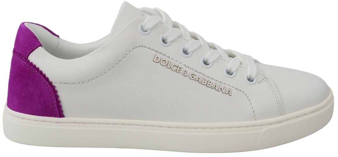 Dolce & Gabbana White Suede Leather Low Top Sneakers Shoes