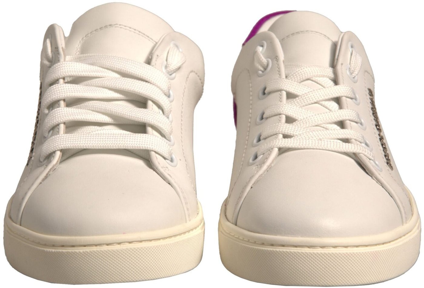 Dolce & Gabbana White Suede Leather Low Top Sneakers Shoes