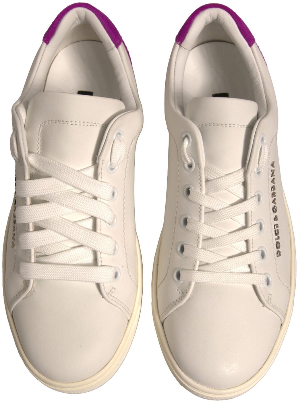 Dolce & Gabbana White Suede Leather Low Top Sneakers Shoes