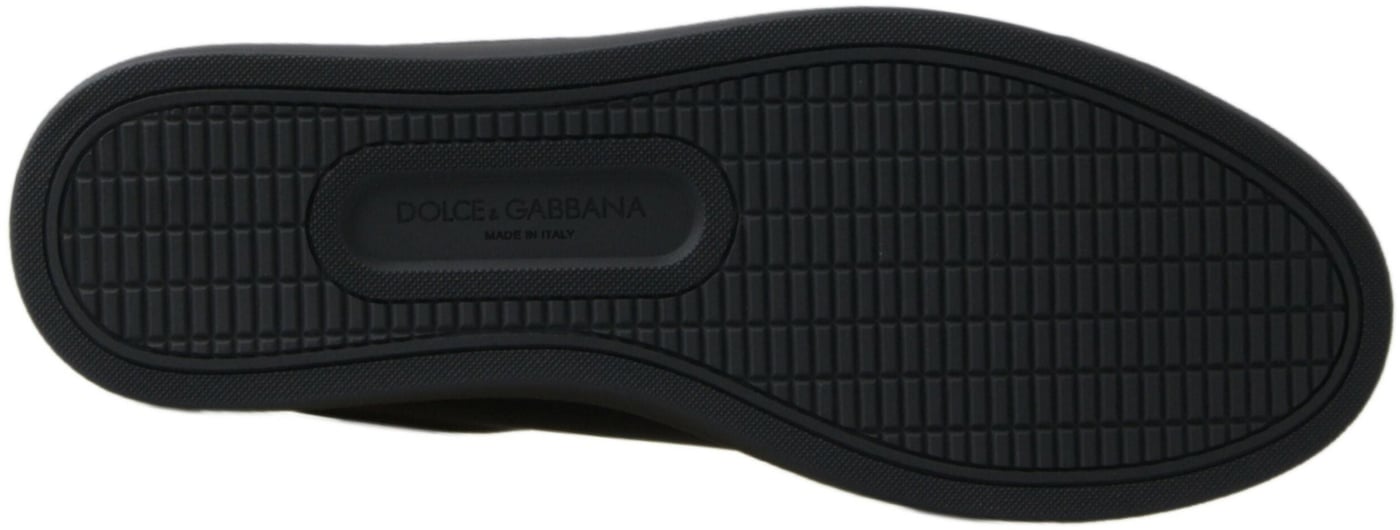 Dolce & Gabbana Black Gold Leather Classic Sneakers Shoes