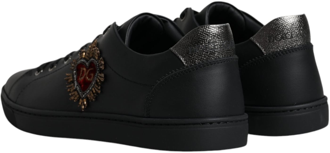 Dolce & Gabbana Black London Sacred Heart Men Sneakers Shoes