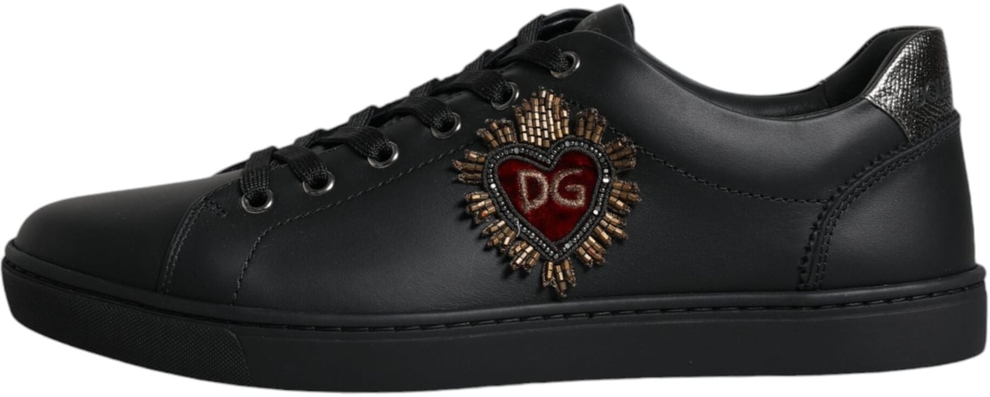 Dolce & Gabbana Black London Sacred Heart Men Sneakers Shoes