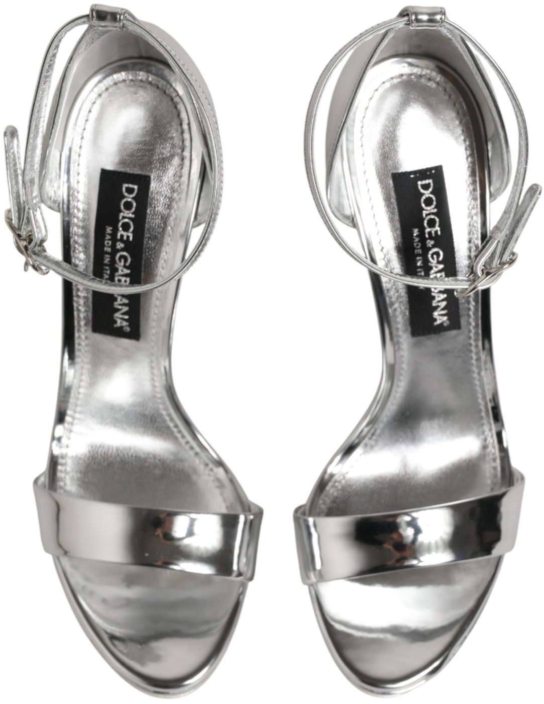 Dolce & Gabbana Silver Leather Platform Keira Sandals Shoes
