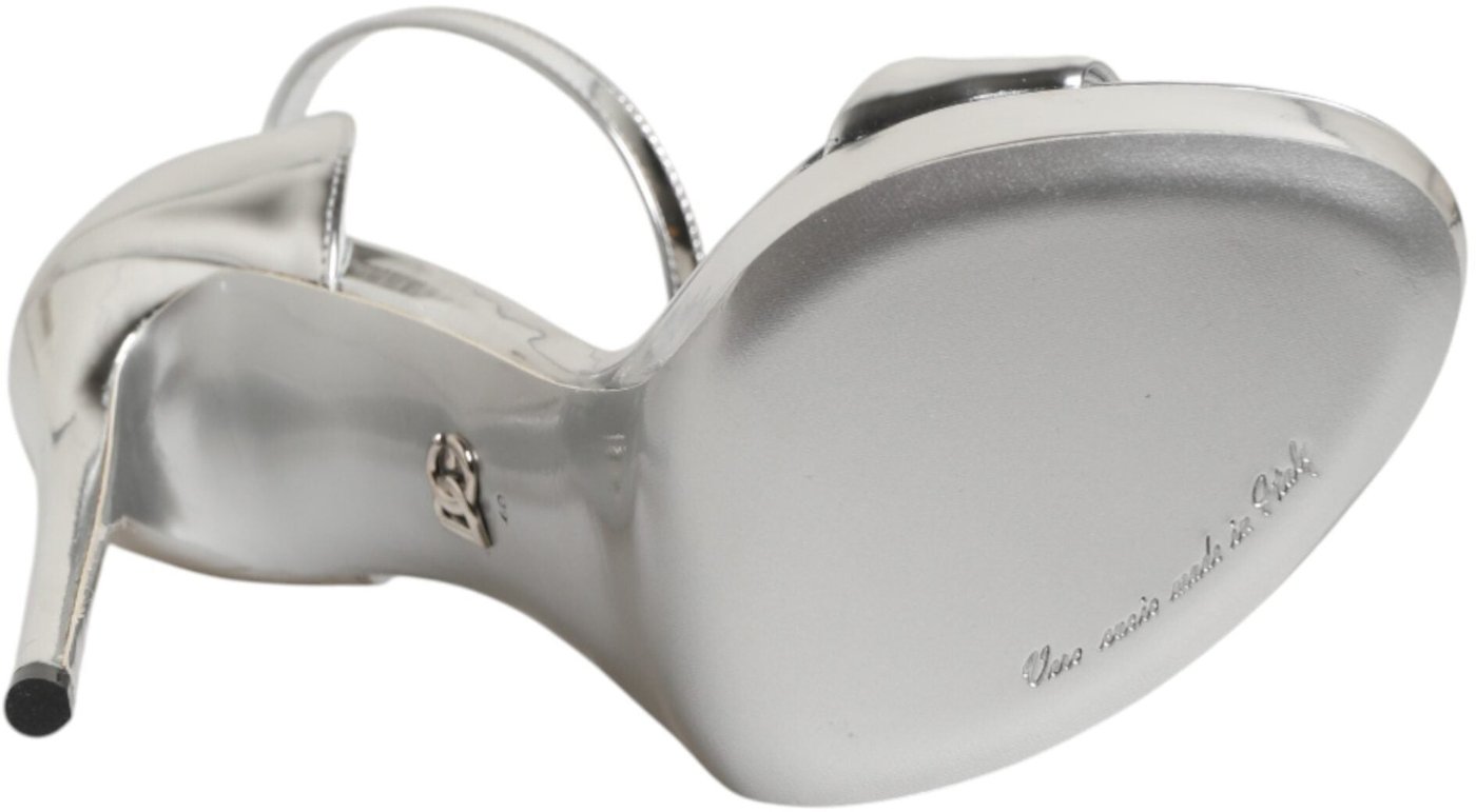 Dolce & Gabbana Silver Leather Platform Keira Sandals Shoes