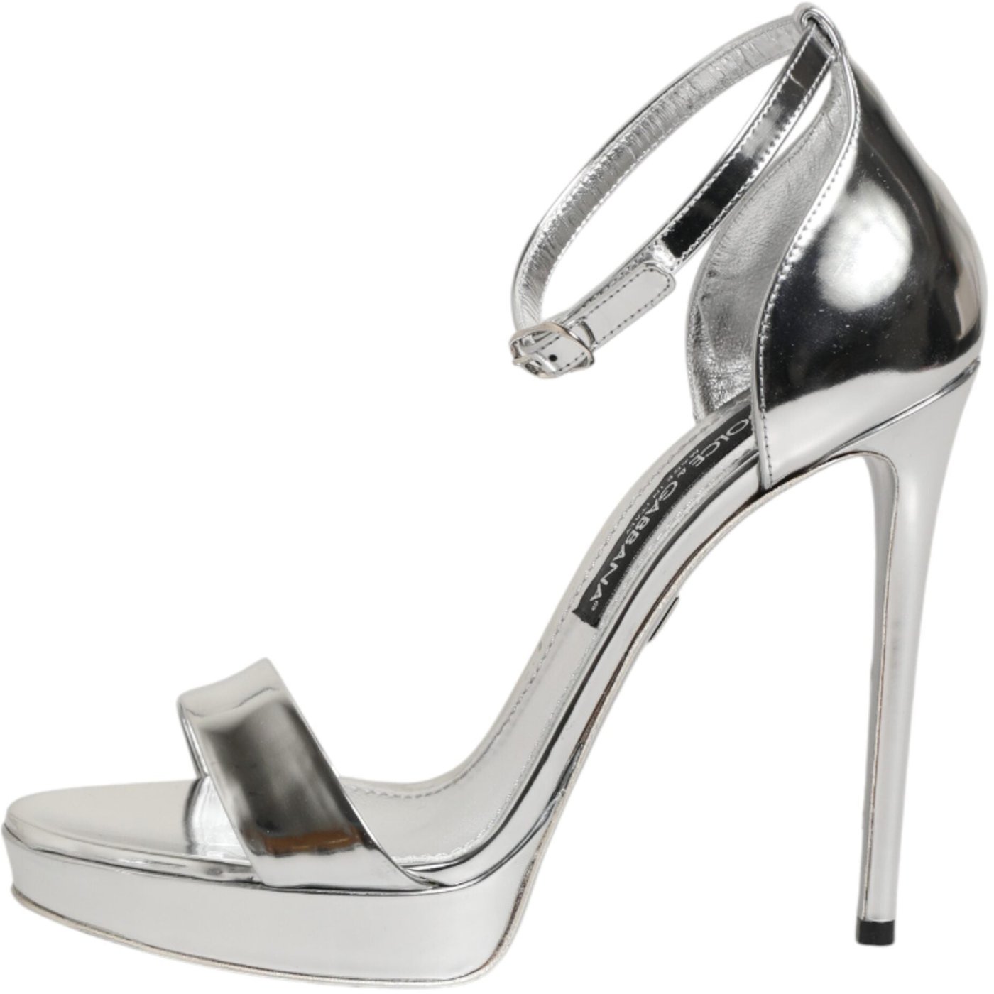 Dolce & Gabbana Silver Leather Platform Keira Sandals Shoes